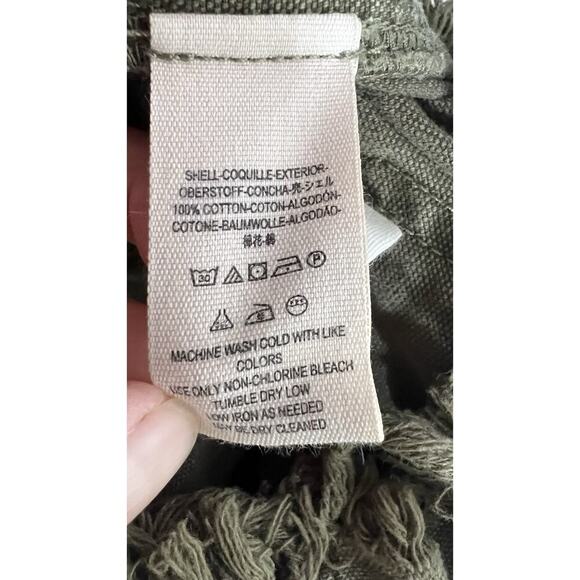 Free People Army Olive Green Utility Denim Mini Skirt Sizeraw Hem Size 25 NWOT - Picture 9 of 11